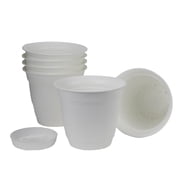The HC Companies 8 Inch Eclipse Round Planter Pots with Drainage Holes & Attached Saucer, Lightweight UV-Resistant Plastic Indoor & Outdoor Planters, 6-Pack Flower Pots for Garden & Home Decor, White