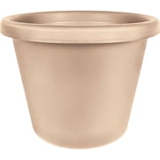 The HC Companies 8 Inch Prima Round Planter Pots with Drainage Holes and Rolled Rim, Lightweight UV-Resistant Plastic Indoor & Outdoor Planters, 4-Pack Flower Pots for Garden & Home Decor, Sandstone