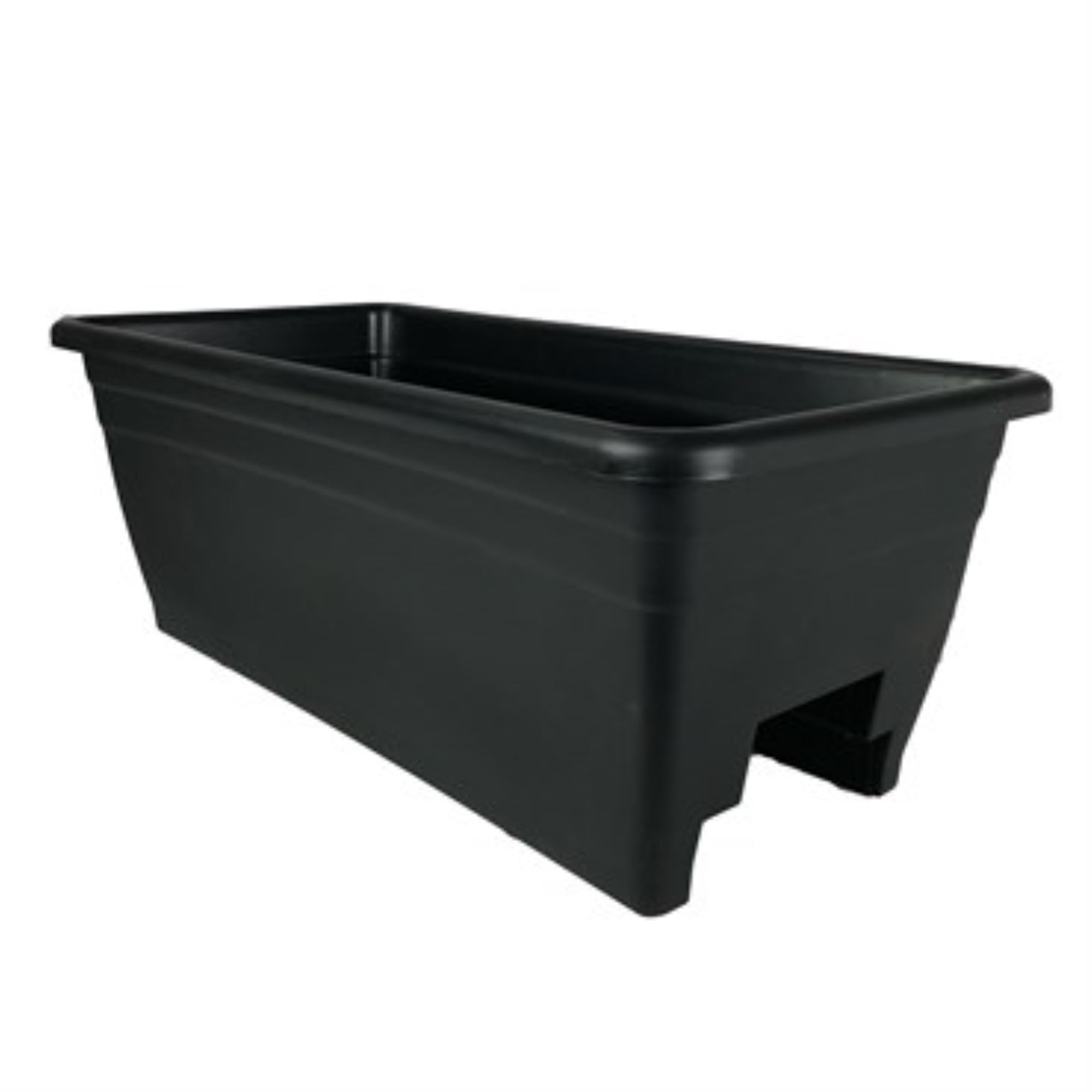 Black 24 Inch Rectangular Plastic Deck Rail Planter