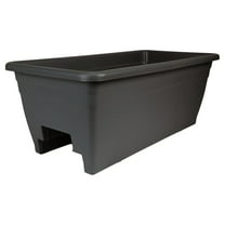 The HC Companies Deck Railing Planter Box with Removable Drain Plugs, 24 Inch, Black