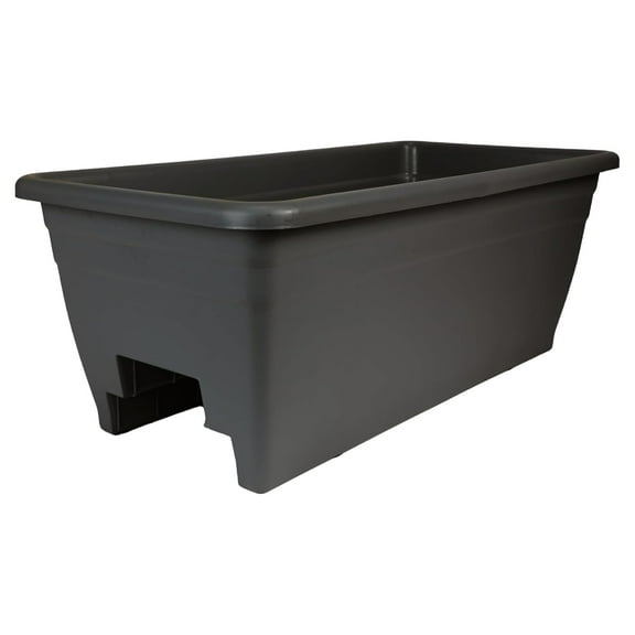 The HC Companies Deck Railing Planter Box with Removable Drain Plugs, 24 Inch, Black