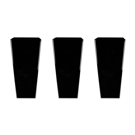 HC Companies Cascade 15" Square Watering Flower Pot, Black Onyx (3 Pack)