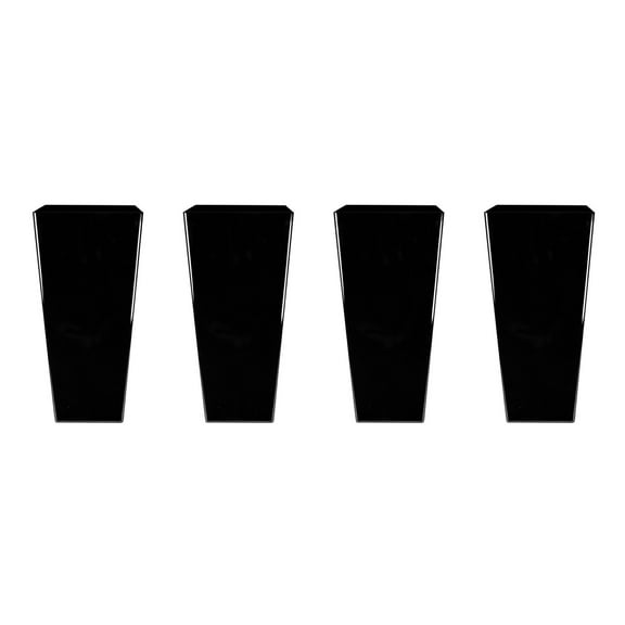 HC Companies Cascade 15" Square Watering Flower Pot, Black Onyx (4 Pack)