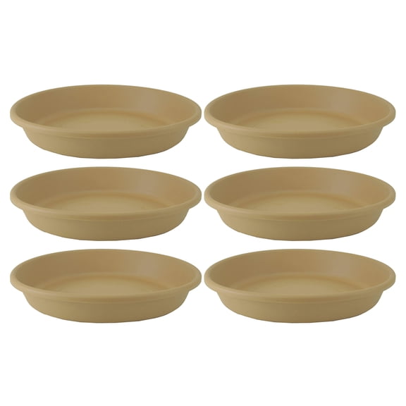 HC Companies Classic 10 Inch Round Flower Pot Plant Saucer, Sandstone (6 Pack)