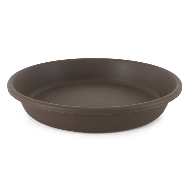 HC Companies Classic Plastic 21 Inch Round Flower Plant Pot Deep Saucer, Brown