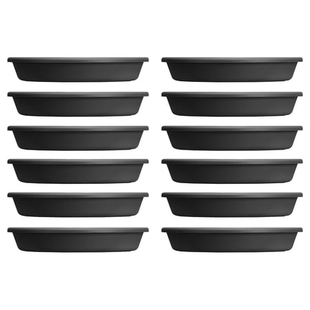 HC Companies Classic Saucer Tray for 24 Inch Flower Pots, Black (12 Pack)