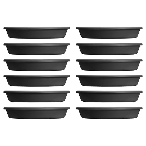 HC Companies Classic Saucer Tray for 24 Inch Flower Pots, Black (12 Pack)