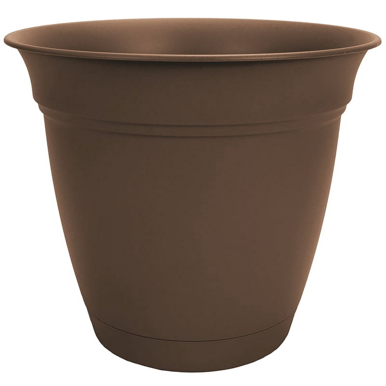 HC Companies Eclipse 20" Round Chocolate Planter w/Attached Saucer