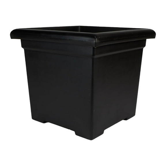 The HC Companies Accent Square Plastic Plant Pot with Drainage, 15.5 Inch, Black