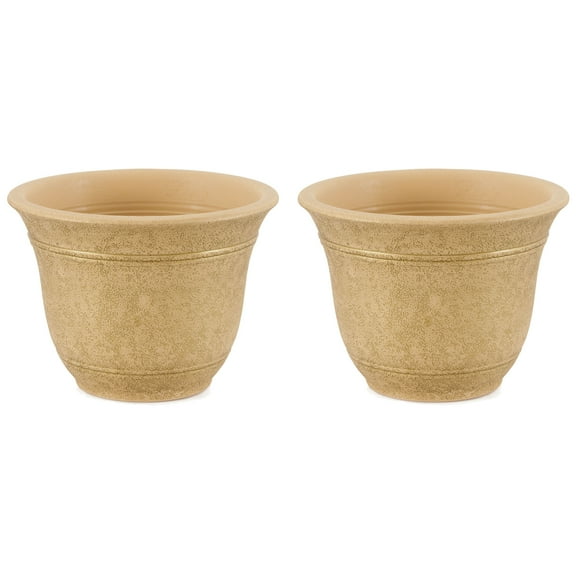 HC Companies Sierra 10 Inch Round Garden Planter Pot (2 Pack)