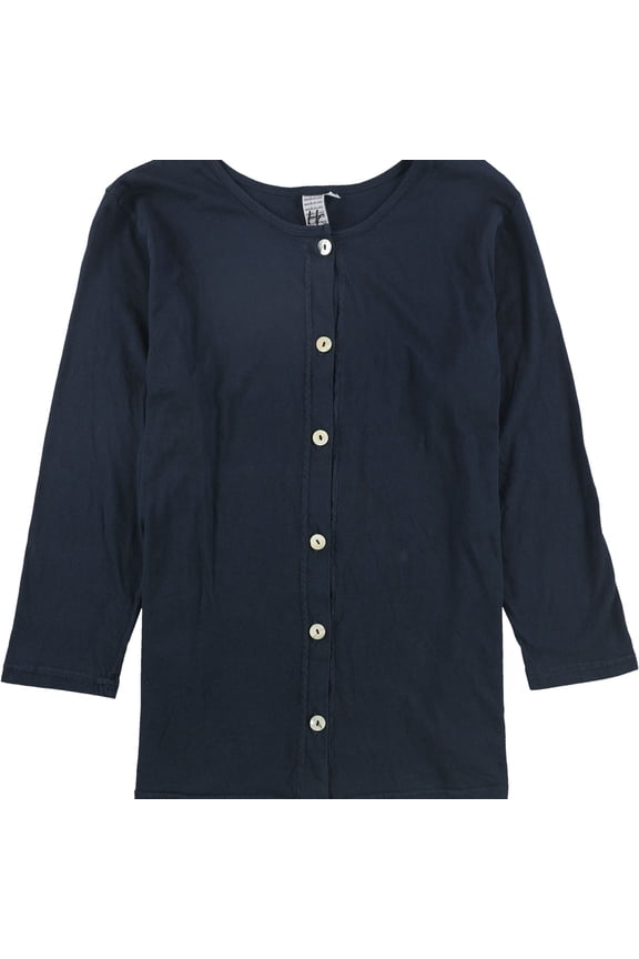HC LA Womens Solid Cardigan Blouse, Blue, Petite, PS