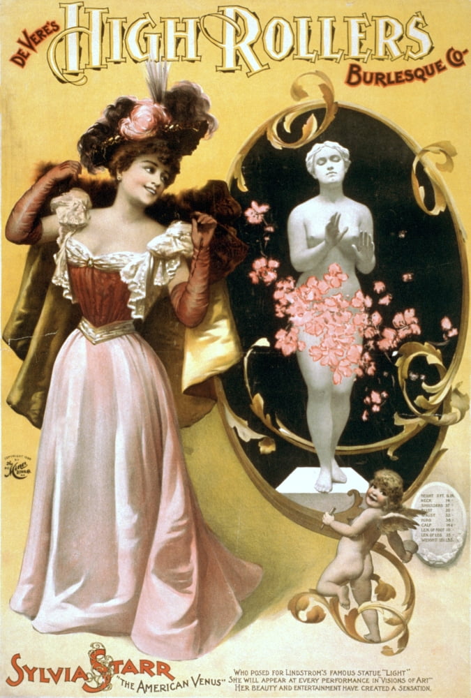 HC Miner Litho Co Deveres High Rollers Burlesque Sylvia Starr c1898 Canvas Art - HC Miner Litho Co (18 x 24)