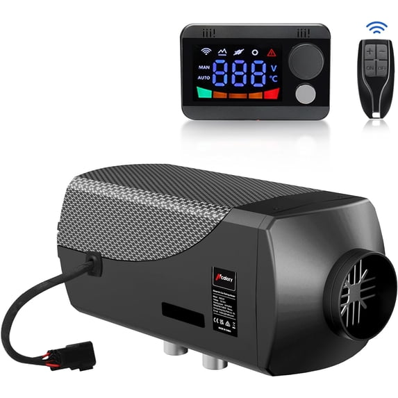 Hcalory Diesel Air Heater, 5KW-8KW, 12V-24V, Black, Remote Control, 10L Tank