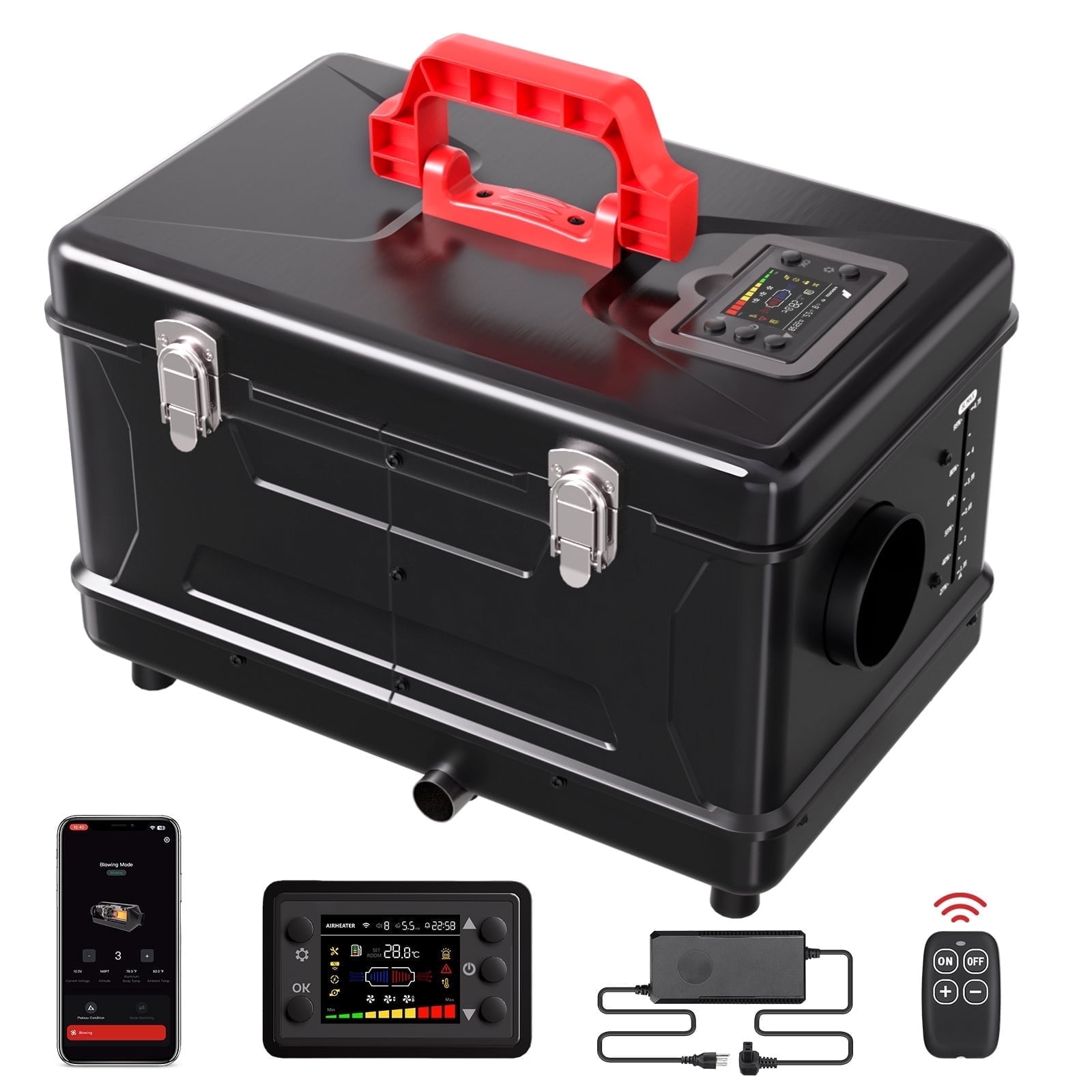 Audew Diesel Air Heater, 12V DC & 110V AC 8KW Horizontal All-In-One Portable Parking Heater with App Control, Altitude Modeand Automatic Start and Stop  for RV Garage Camper 2026 Upgraded,Black