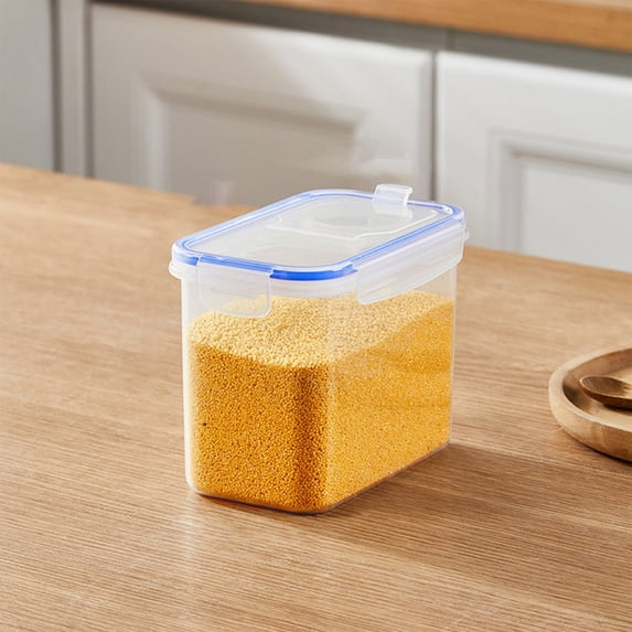 HCBY 1.3L Airtight Clear Plastic Food Storage Container, Flip Lid Dry Food Pantry Canister, Stackable Kitchen Organizer For Cereal Grains Pet Food With Sealed Ring