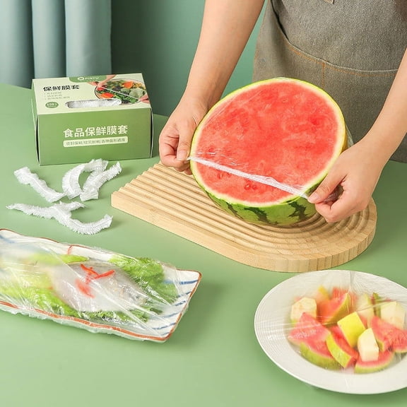 HCBY 100PCS Disposable Elastic Food Storage Covers, Universal PE Plastic Bowl Lids, Reusable Stretchable Wrap Covers for Bowls, Plates, Leftovers and Kitchen Use