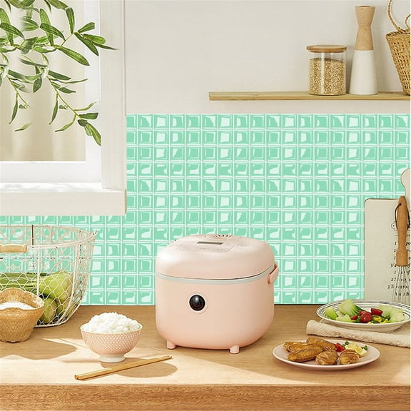 HCBY 10Pcs 3D Mosaic Tile Stickers, 10x10cm Self Adhesive Wall Tiles for Kitchen Backsplash, Glossy Crystal Peel and Stick Bathroom Decor, Waterproof Heat Resistant DIY Renovation