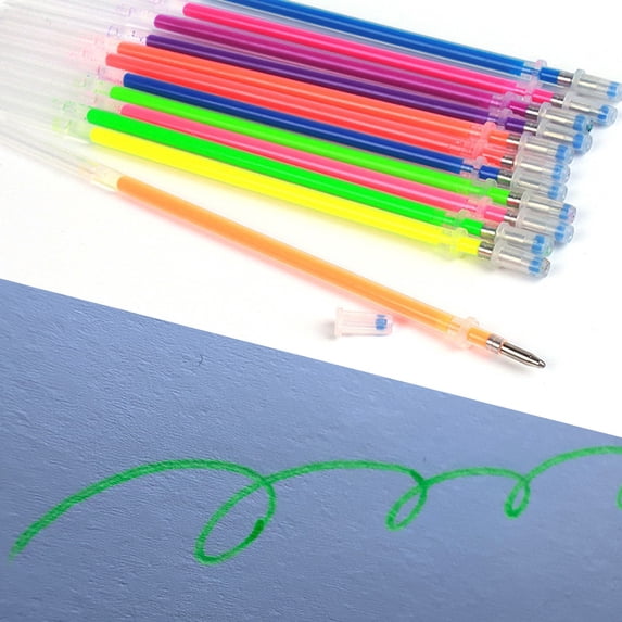 HCBY 12‑Pack 0.02in Glitter Color Gel Pen Refills, 5.1in Multicolor Replacement Pen Cores, Smooth‑Writing Ink Refills for Journaling Drawing Scrapbooking