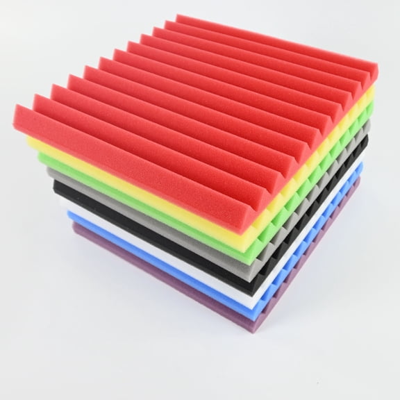 HCBY 12Pcs Acoustic Foam Panels, 30x30x2.5cm Soundproof Wedge Sponge Tiles, High Density Noise Reduction for Home Studio KTV Recording Booth, Echo Canceling Wall Treatment DIY