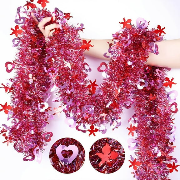 HCBY 16.4FT Valentine's Day Party Streamers - Pink Decorative Garland for Photo Backdrops, Dessert Tables & Festive Decor