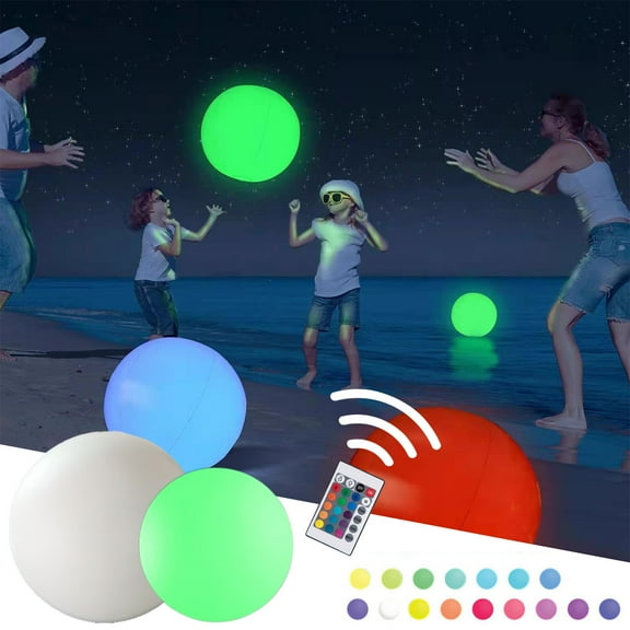 HCBY 16in Inflatable Floating Pool Light, IP68 Waterproof 16-Color Changing LED Ball Lamp, Remote Control Glowing Globe, Outdoor Light For Swimming Pool Party