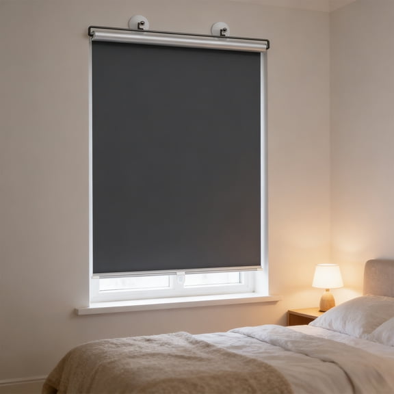 HCBY 17.71×49.21 Inch Adjustable Roller Shade, No Drill Suction Cup Window Blind, Light Blocking Heat Insulation Sunscreen Cover, Multipurpose Home Car Windshield Shading Accessory