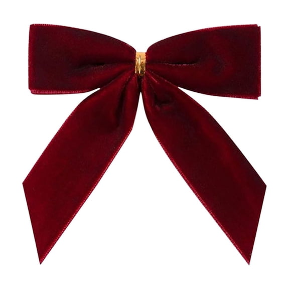 HCBY Small Velvet Christmas Bow for Christmas Tree, Wreath, Wedding, Party, Twist Tie Bows for Treat Bag Bakery Candy Bags, Home Decor(Burgundy,3.54"x3.54")