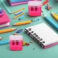 thumbnail image 1 of HCBY 2‑Pack Dual‑Hole Manual Pencil Sharpener, Transparent Portable Handheld Sharpener with Shavings Container, Safe Carbon Steel Blade Sharpener for School Office Art Supplies, 1 of 5