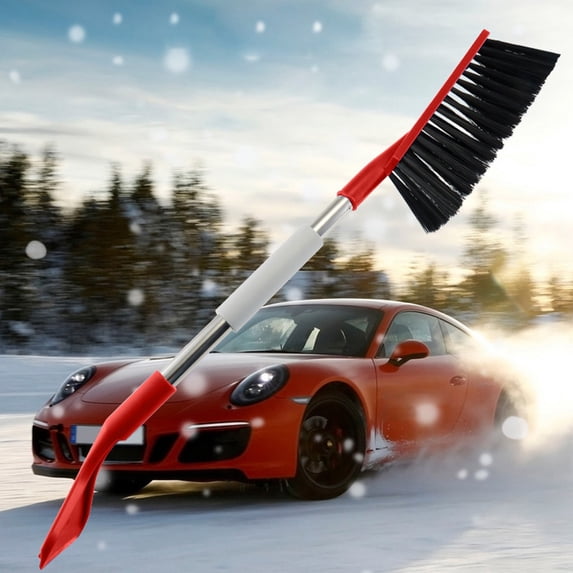 HCBY 2-in-1 Car Snow Brush and Ice Scraper, Extendable 25.6" Heavy Duty Snow Removal Tool with Ergonomic Grip & Paint-Safe Bristles for Winter Windshield & Roof