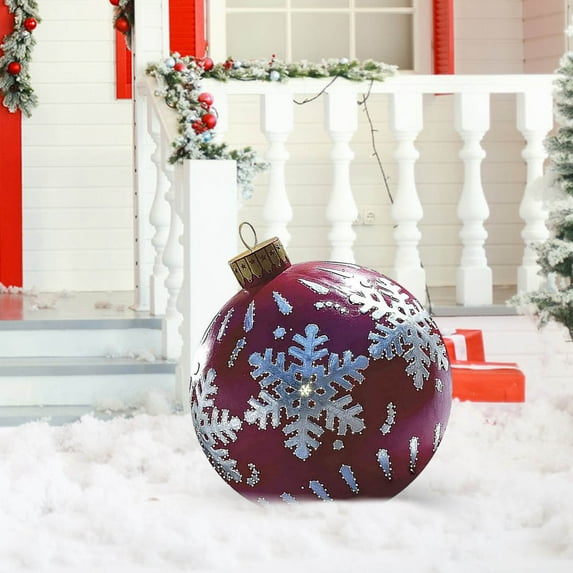 HCBY 24" Giant PVC Inflatable Christmas Balls Outdoor Blow Christmas Decoration Large Inflatable Xmas Ornaments for Indoor Winter Holiday Party Lawn Porch Supplies C