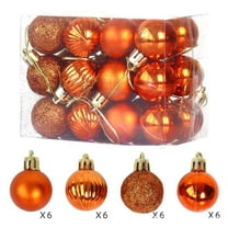 HCBY 24PcS 3Cm/1.2In Christmas Balls Decorations, Xmas Tree Balls Hanging Decor, Christmas Plastic Balls, Electroplating Hanging Balls Decoration Orange