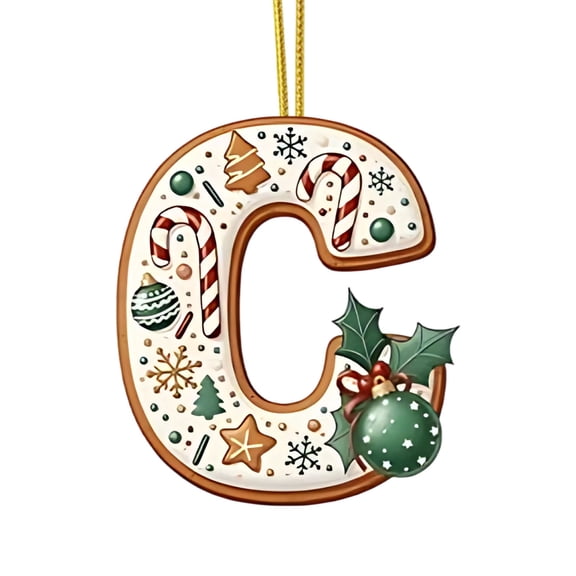 HCBY 26 Letters Christmas Ornaments Set, Acrylic Alphabet Pendants for DIY Personalized Tree Decor – Spell Names & Words, Home Holiday Decoration Crafts (C,3.1")
