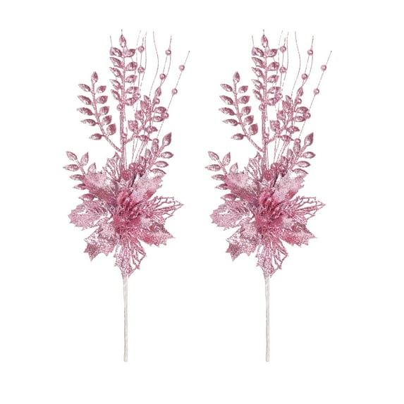 HCBY 2PCS 17Inch Christmas Tree Picks Glitter Floral s Multi Color for Xmas Wedding Party Home Holiday Decor