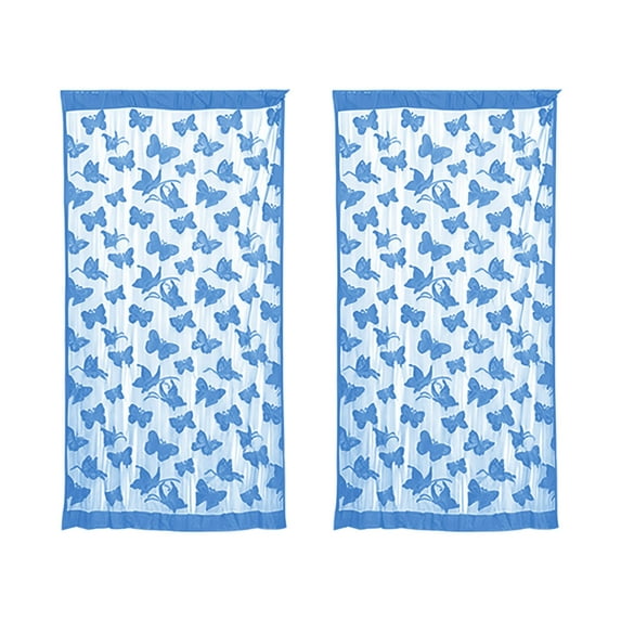 HCBY 2PCS Retro Floral Sheer Curtains with Butterfly Pattern - Vintage Elegant Voile Drapes for Living Room, Bedroom, Dining Room, Rod Pocket Design