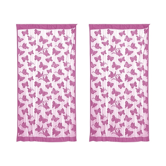 HCBY 2PCS Retro Floral Sheer Curtains with Butterfly Pattern - Vintage Elegant Voile Drapes for Living Room, Bedroom, Dining Room, Rod Pocket Design