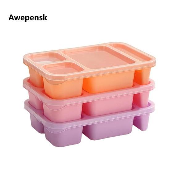 Awepensk 3-Pack Bento Lunch Box 3-Compartment Lunch Boxes Stackable Ready Parties Divided Food Storage Containers for Work Travel Parties