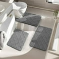 thumbnail image 1 of HCBY 3 Piece Foam Bath Mat Set, Non-Slip Rubber Backing Toilet Mats, Soft Velvet Fleece Shower Rugs for Bathroom, Machine Washable Quick Dry Floor Cover for Home, 1 of 7