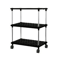 HCBY 3 Tier Mobile Storage Cart Shelves Black Plastic Organizer for Bathroom Living Room Household Supplies Books ​