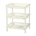 thumbnail image 1 of HCBY 3-Tier Storage Rack, Bathroom & Kitchen Organizer Shelf, Multi-Purpose Plastic Shelving Unit for Standing Floor, Rectangular Space Saver, (White,14.17"x10.24"x7.09"), 1 of 4