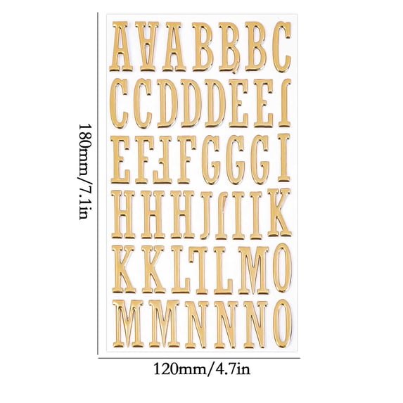 HCBY 3D Raised Metallic Self Adhesive Letter Decals, Classic Uppercase DIY Scrapbook Journal Craft Stickers, Festive Gift Wrap Xmas Stocking Name Embellishment Stickers
