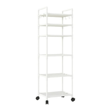 HCBY 6 Tier Kitchen Rack Trolley Floor Standing Household Storage Rack for Living Room Bathroom Organization