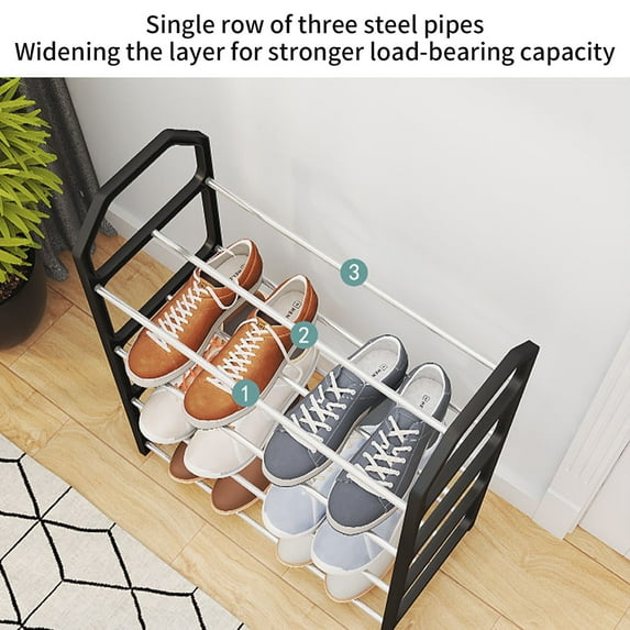 HCBY 4 Tier Slim Shoe Rack, Metal Storage Organizer with Ventilated Shelves, Easy No-Tools Assembly for Bedroom, Closet, Entryway, Dorm(Black,19.68"x16.53"x7.08")