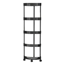 HCBY 5 Tier Plastic Rolling Storage Cart Mobile Shelf with Wheels for Home Office Bathroom Living Room Organization