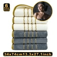 thumbnail image 1 of HCBY 6-Piece Luxury Velvet Spun Bath Towel Set, Super Soft & Highly Absorbent - Elegant Gold Stripe Design for Bathroom Spa Gift & Gym(D,27.1"x13.3"), 1 of 9