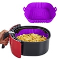thumbnail image 1 of HCBY 8.7"Square Silicone Air Fryer Liner, Reusable Non-Stick Baking Tray, 3" Deep Heat Pot with Handles for 5.5-7QT Air Fryers, 1 of 5