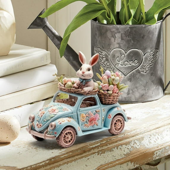 HCBY Acrylic Easter Bunny and Egg Decoration - Hollow Design Tabletop Centerpiece with Base, Hand-Painted Holiday Decor for Home & Office