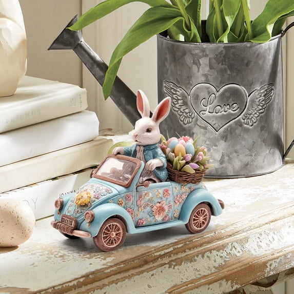 HCBY Acrylic Easter Bunny and Egg Decoration - Hollow Design Tabletop Centerpiece with Base, Hand-Painted Holiday Decor for Home & Office