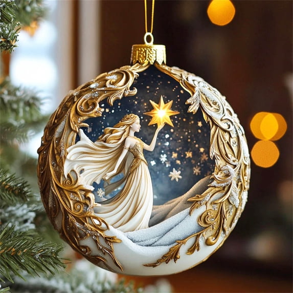 HCBY Angel Christmas Pendant Hope Themed Ornament Gift for Xmas Tree Holiday Decor Hanging Inspirational Design Seasonal Gift Idea(A,3.1")