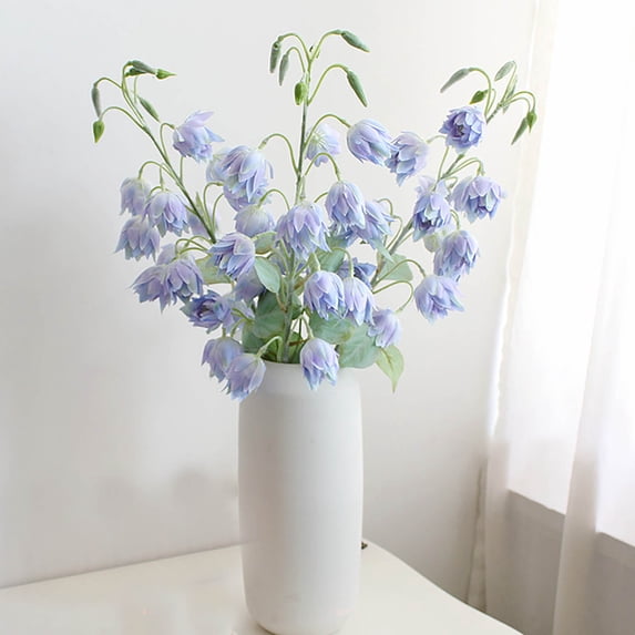 HCBY Artificial Campanula Flowers 15 Heads - 32 Inch Tall Silk Floral Stalks for Home Decor, Vase Arrangements, Wedding & Party Decorations, Realistic Fake Flowers (Light Blue)