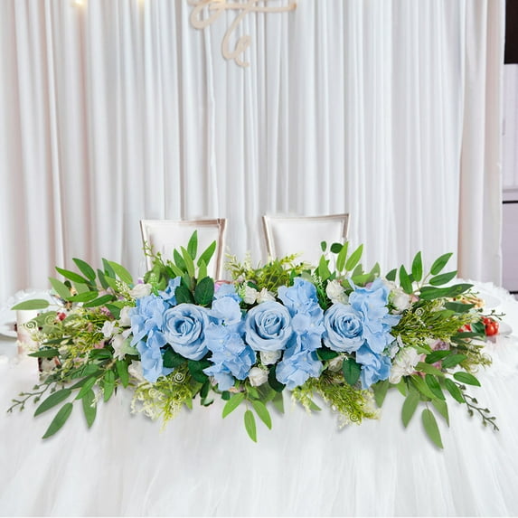 HCBY Artificial Rose Garland for Wedding Decor, Silk Floral Vine for Home and Event Decoration Gift Idea(Blue,25.6"x6.3")